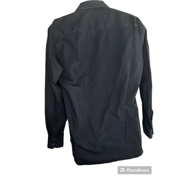 Jared Lang Button Up Shirt Mens L Large Black Geometric Flip Cuff Long Sleeves - Picture 4 of 9